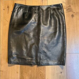 Studio Scene Women's Petite Pencil Leather Skirt Size 10P Black Classic